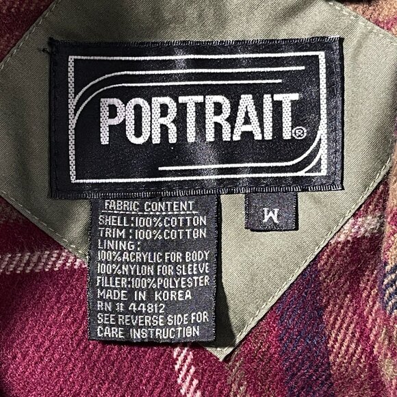 Vtg Portrait Chore Jacket Sportsman Brown Green M Shacket Button Down Utility - Picture 9 of 12